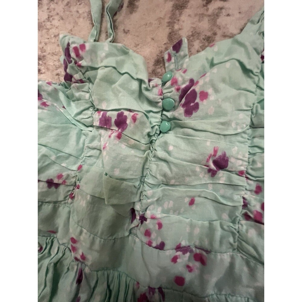 Cherokee Girls Dress Size 7/8 Mint Green Floral Bubble Hem Smocked Easter Spring - Picture 5 of 9